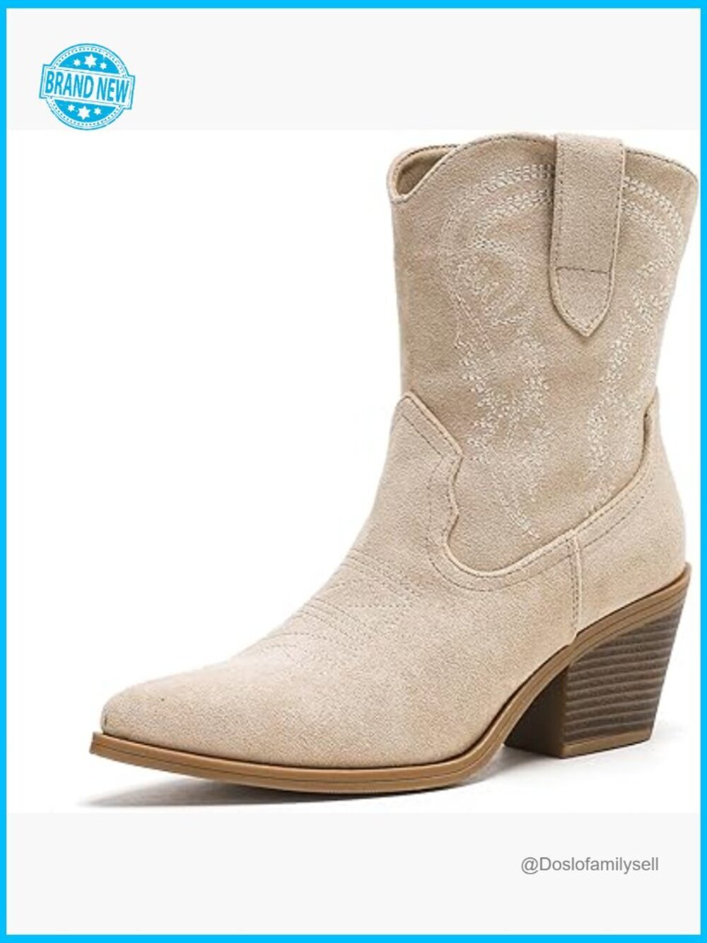 Western Cowboy Ankle Booties Pointed Toe Embroidered Short Boots Party